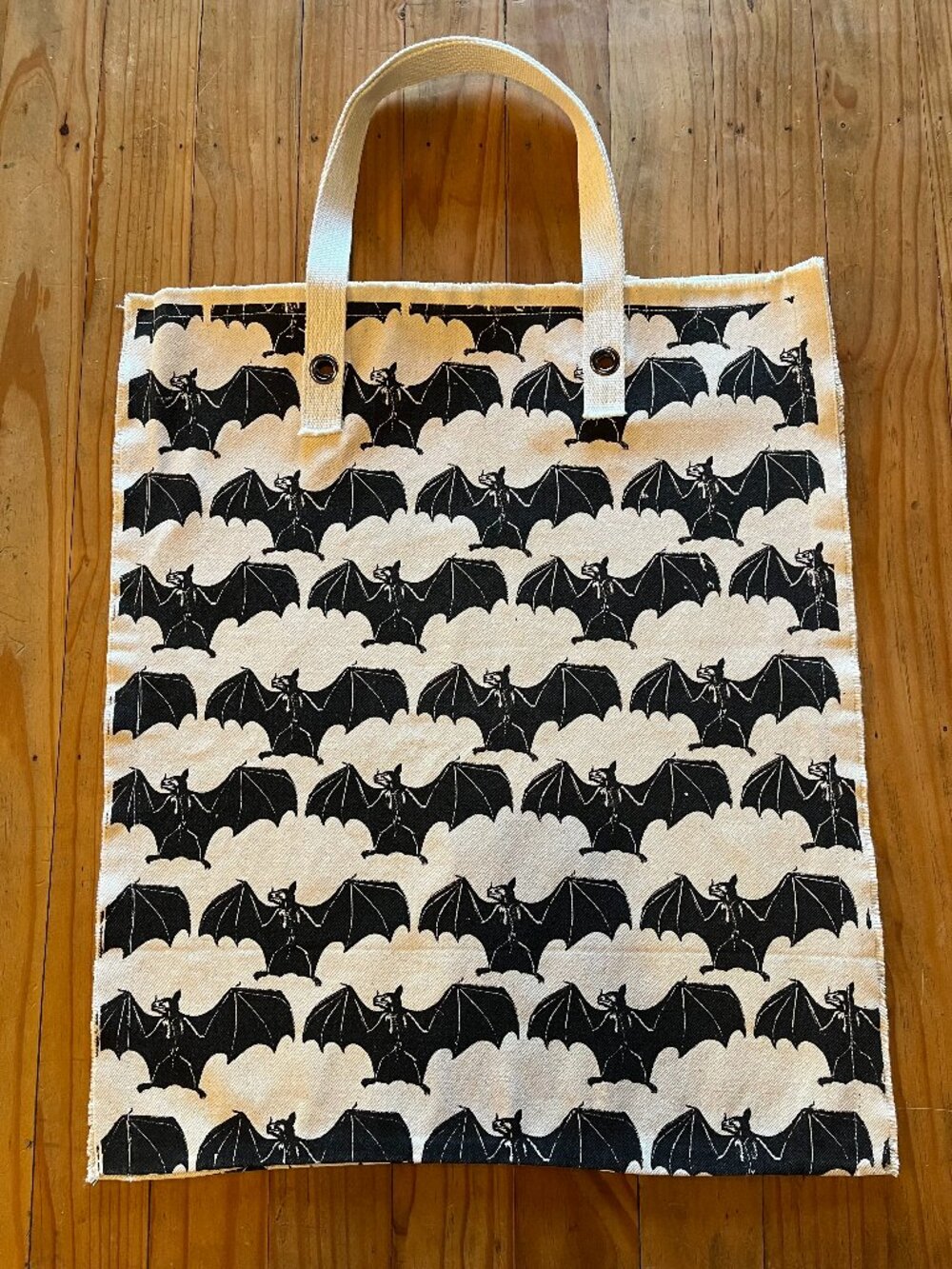 XL Canvas Bats Print Tote Bag